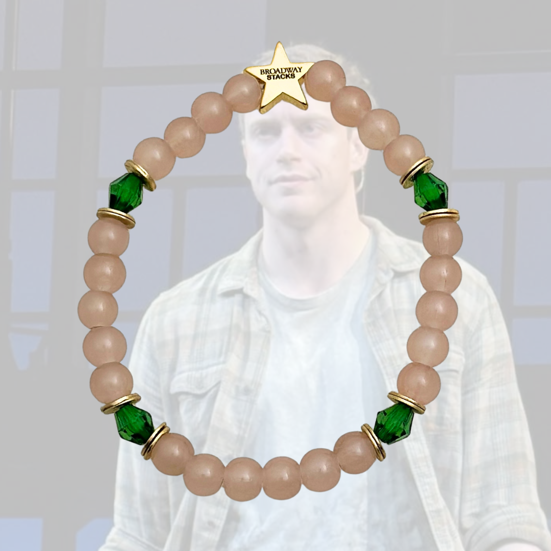 Broadway Stacks STAY GOLD collection. Stretch bracelets included in Stack. Inspired by Darrel Curtis from The Outsiders. Broadway Stacks gold star logo bead on back.