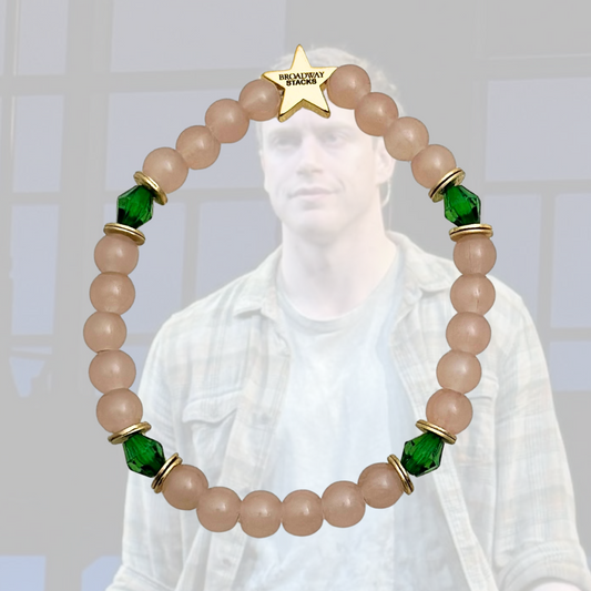 Broadway Stacks STAY GOLD collection. Stretch bracelets included in Stack. Inspired by Darrel Curtis from The Outsiders. Broadway Stacks gold star logo bead on back.