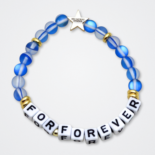 Broadway Stacks SKY collection. 3 stretch bracelets included in Stack. Blues, white, black and gold colored beads. Letter beads that spell quotes. Gold star logo bead to remind you that You Shine. Dear Evan Hansen DEH fans.