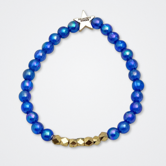 Broadway Stacks SKY collection. 3 stretch bracelets included in Stack. Blues, white, black and gold colored beads. Letter beads that spell quotes. Gold star logo bead to remind you that You Shine. Dear Evan Hansen DEH fans.