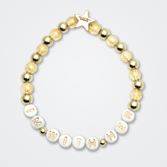 Broadway Stacks EmpowHER bracelet collection. Gold, glitter and letter beads that spell out quotes. Gold star logo bead to remind yourself that You Shine. Self-empowerment inspiration reminders.