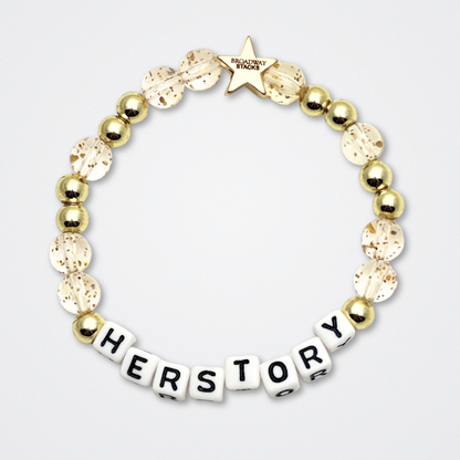 Broadway Stacks EmpowHER bracelet collection. Gold, glitter and letter beads that spell out quotes. Gold star logo bead to remind yourself that You Shine. Self-empowerment inspiration reminders.