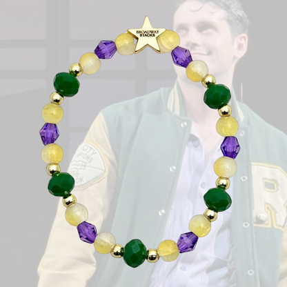 Broadway Stacks STAY GOLD collection. Stretch bracelets included in Stack. Inspired by characters from The Outsiders the Musical. Greasers and Socs. Broadway Stacks gold star logo bead to remind you that You Shine!