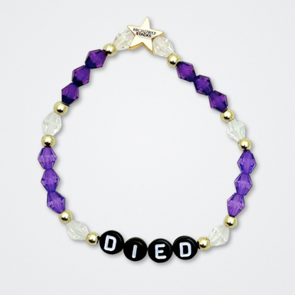 Broadway Stacks QUEEN collection. Stretch bracelets included in Stack. Gold, yellow, green, white, red, pink and blue colored beads. Letter beads that spell each queen. Also Herstory collection. Broadway Stacks gold star logo bead to remind you that You Shine. SIX the Musical fans.