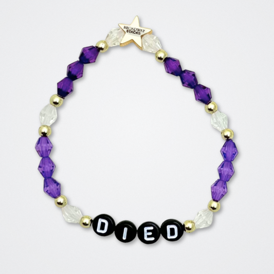 Broadway Stacks QUEEN collection. Stretch bracelets included in Stack. Gold, yellow, green, white, red, pink and blue colored beads. Letter beads that spell each queen. Also Herstory collection. Broadway Stacks gold star logo bead to remind you that You Shine. SIX the Musical fans.