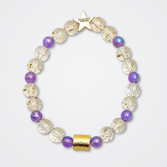 Broadway Stacks QUEEN collection. Stretch bracelets included in Stack. Gold, yellow, green, white, red, pink and blue colored beads. Letter beads that spell each queen. Also Herstory collection. Broadway Stacks gold star logo bead to remind you that You Shine. SIX the Musical fans.