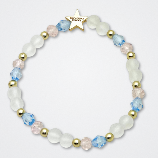 Broadway Stacks PRIDE collection. Available in 8 designs. Rainbow - Red, orange, yellow, green, blue, purple, pink, white, grey, black and gold colored beads. Broadway Stacks gold star logo bead to remind you that You Shine.